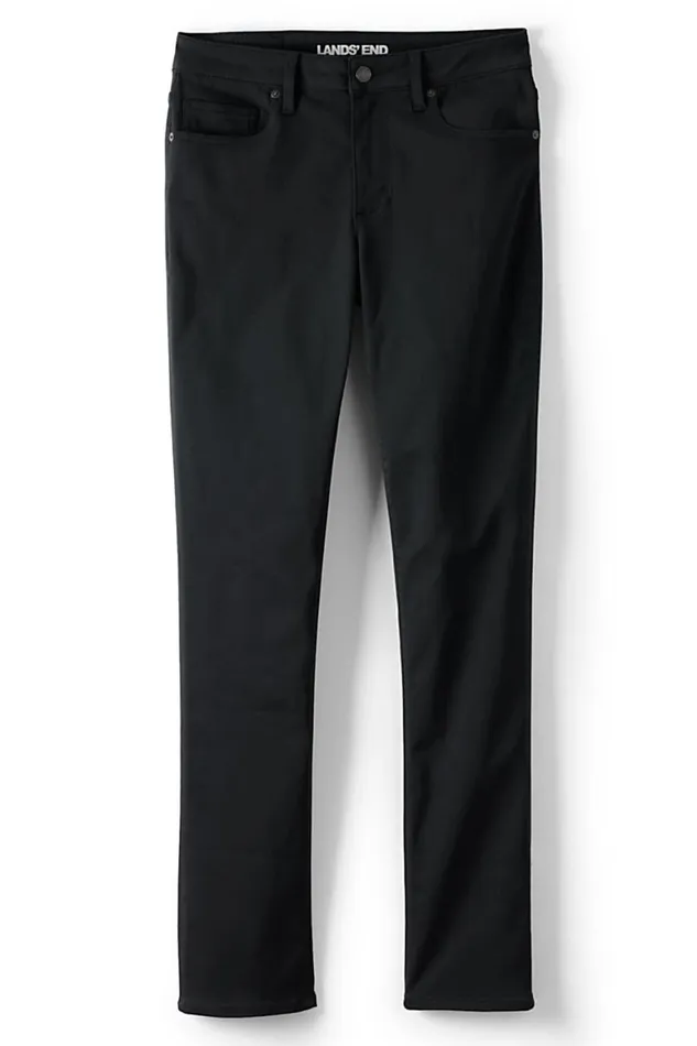 Lands039 End Jeans Women Mid Rise Straight Leg Twill Jeans 8211 Black Deep Black