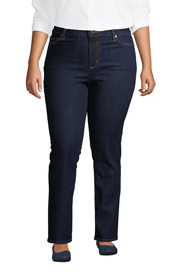 Lands039 End Jeans Women Plus Size Mid Rise Straight Leg Blue Jeans Deepest Indigo Lands039 End Jeans Women Plus Size Mid Rise Straight Leg Blue Jeans Deepest Indigo