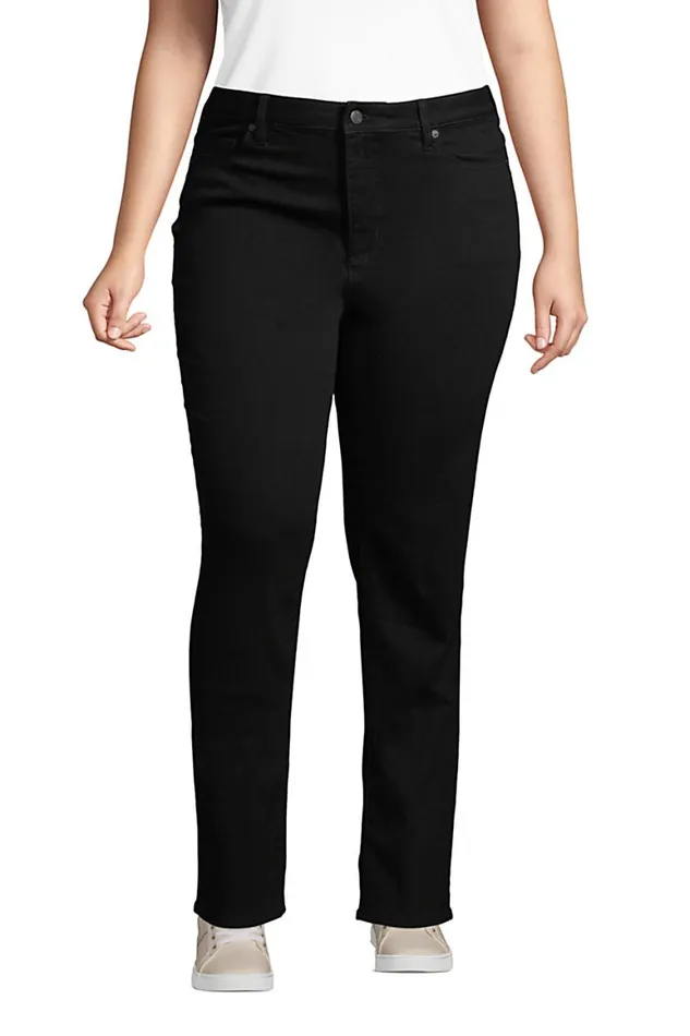 Lands039 End Jeans Women Plus Size Mid Rise Straight Leg Jeans 8211 Black