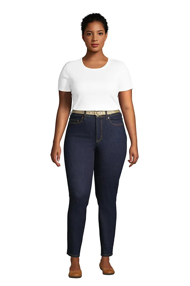 Lands039 End Jeans Women Plus Size Slimming Compression High Rise Skinny Jeans 8211 Blue Deepest Indigo Lands039 End Jeans Women Plus Size Slimming Compression High Rise Skinny Jeans 8211 Blue Deepest Indigo
