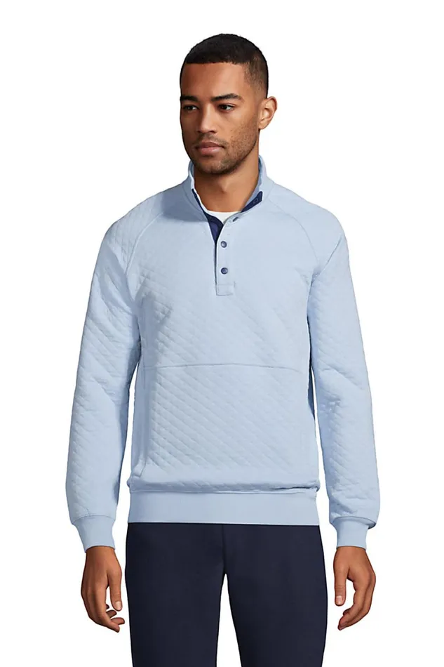 Lands039 End Knit Tops and Tees Men Long Sleeve Quilted Snap Mock Neck Soft Blue Haze Lands039 End Knit Tops and Tees Men Long Sleeve Quilted Snap Mock Neck Soft Blue Haze