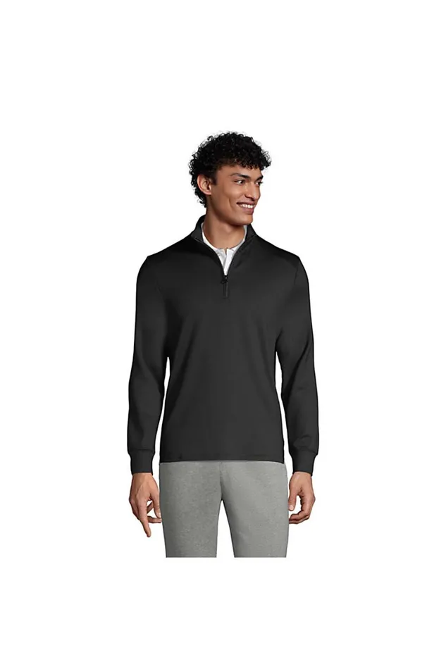 Lands039 End Knit Tops and Tees Men Quarter Zip Pullover Black