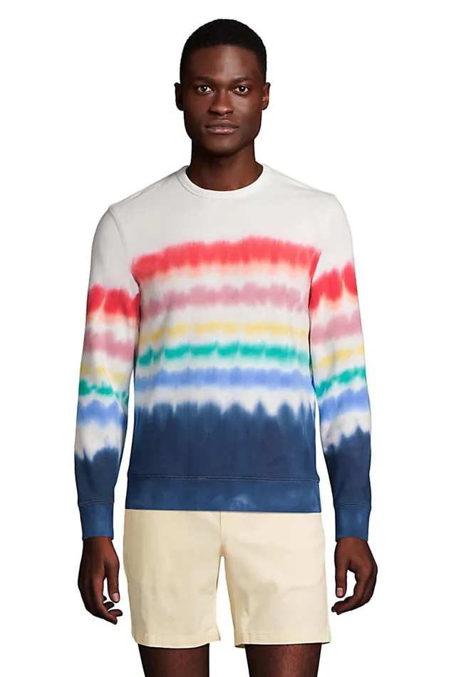 Lands039 End Knit Tops and Tees Men Serious Sweats Long Sleeve Pattern Crewneck Sweatshirt Deep Sea Navy Rainbow Tie Dye Lands039 End Knit Tops and Tees Men Serious Sweats Long Sleeve Pattern Crewneck Sweatshirt Deep Sea Navy Rainbow Tie Dye