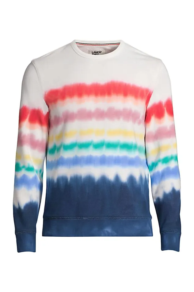 Lands039 End Knit Tops and Tees Men Serious Sweats Long Sleeve Pattern Crewneck Sweatshirt Deep Sea Navy Rainbow Tie Dye Lands039 End Knit Tops and Tees Men Serious Sweats Long Sleeve Pattern Crewneck Sweatshirt Deep Sea Navy Rainbow Tie Dye