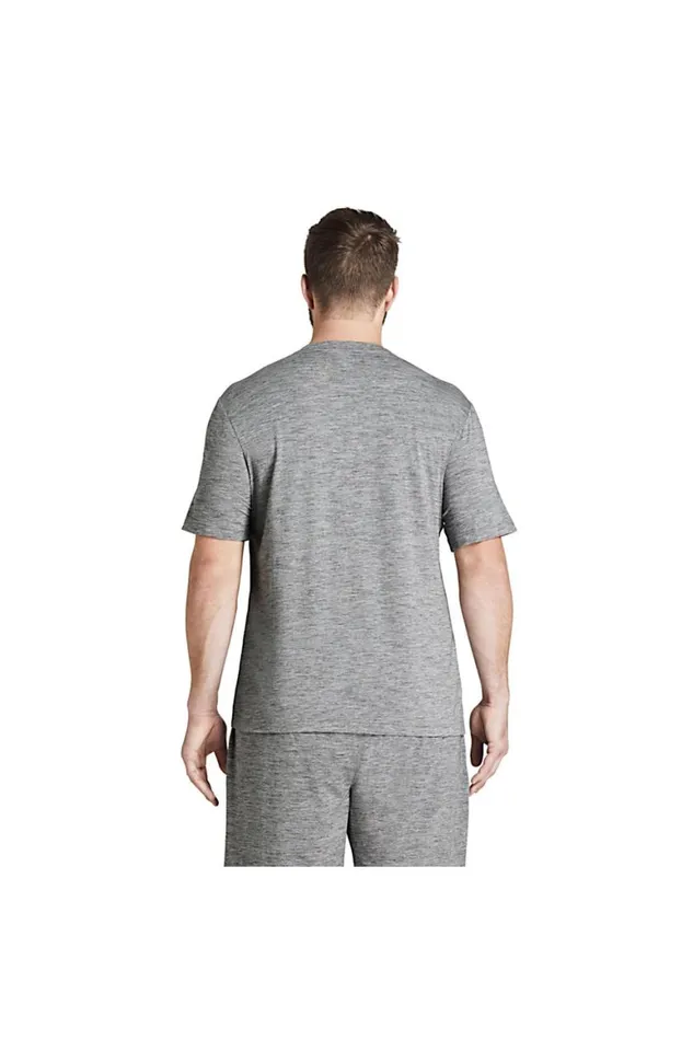 Lands039 End Pajamas and Robes Men Big And Tall Comfort Knit Short Sleeve Henley Pajama Shirt Gray Space Dye