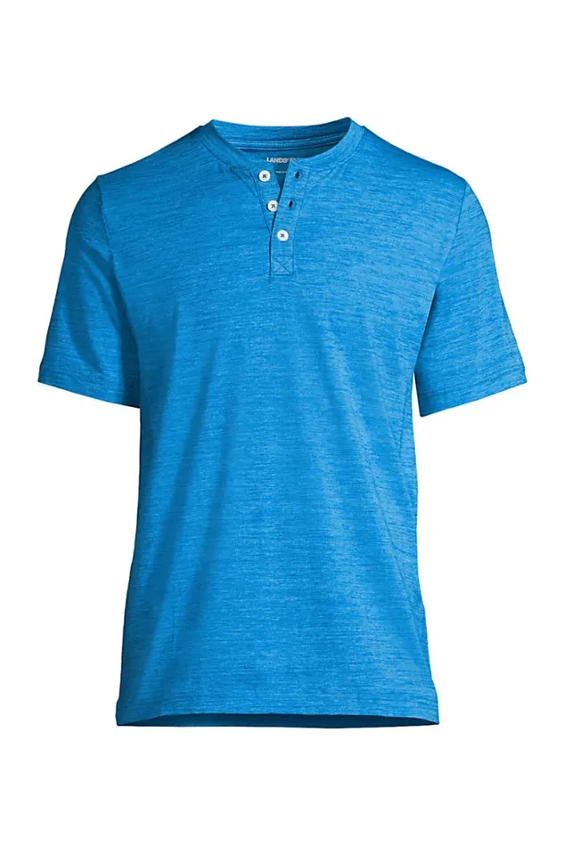 Lands039 End Pajamas and Robes Men Big And Tall Comfort Knit Short Sleeve Henley Pajama Shirt Gray Space Dye