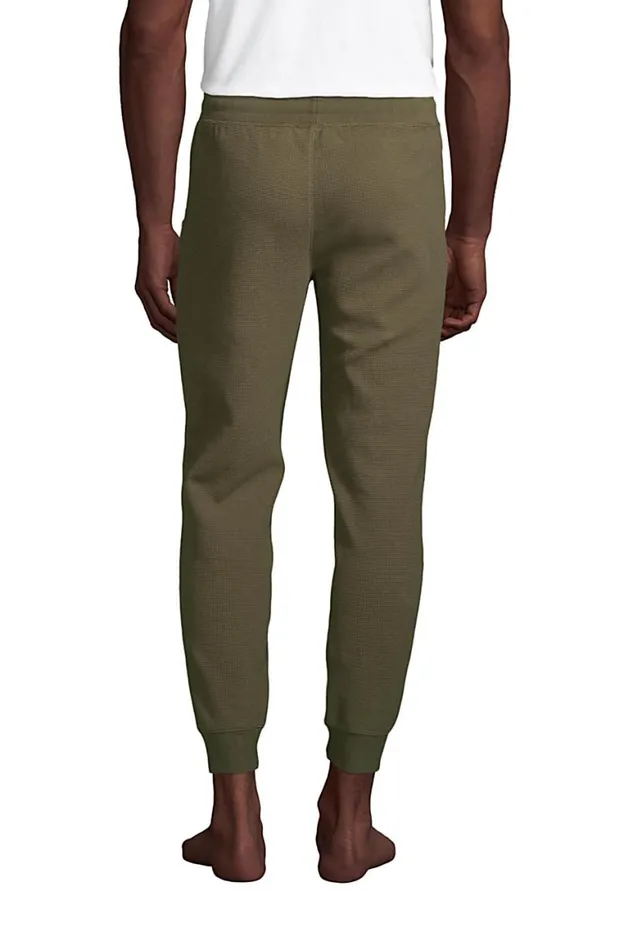 Lands039 End Pajamas and Robes Men Big Waffle Jogger Pajama Pants Forest Moss