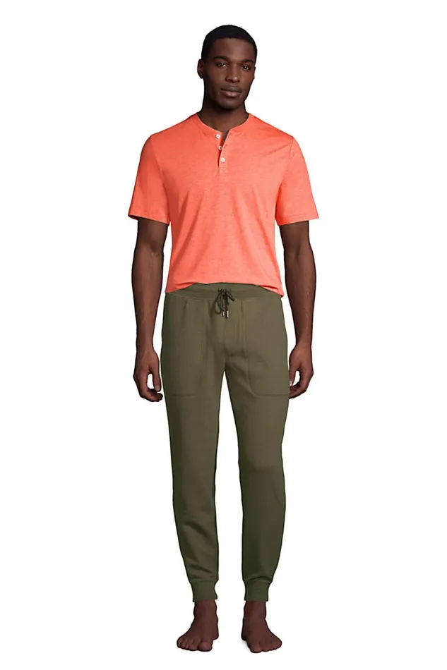 Lands039 End Pajamas and Robes Men Big Waffle Jogger Pajama Pants Forest Moss