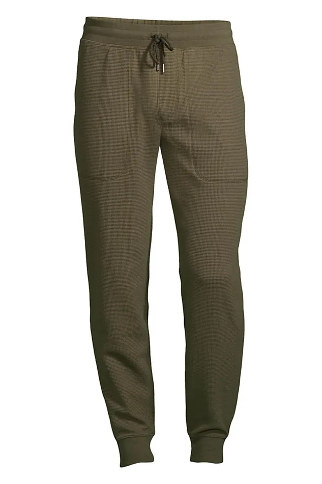 Lands039 End Pajamas and Robes Men Big Waffle Jogger Pajama Pants Forest Moss