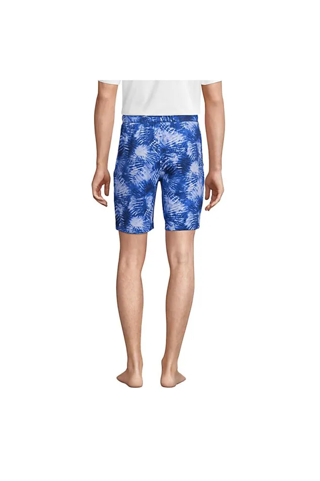 Lands039 End Pajamas and Robes Men Comfort Knit Pajama Shorts Deep Sea Navy Tie Dye Palm