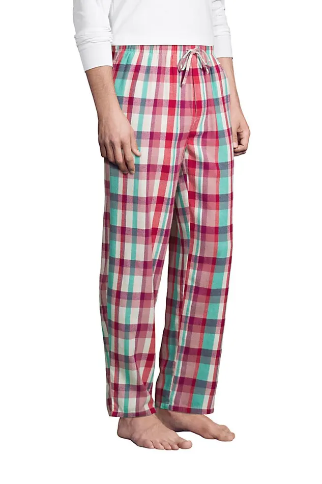 Lands039 End Pajamas and Robes Men Flannel Pajama Pants Mesa Rose Plaid