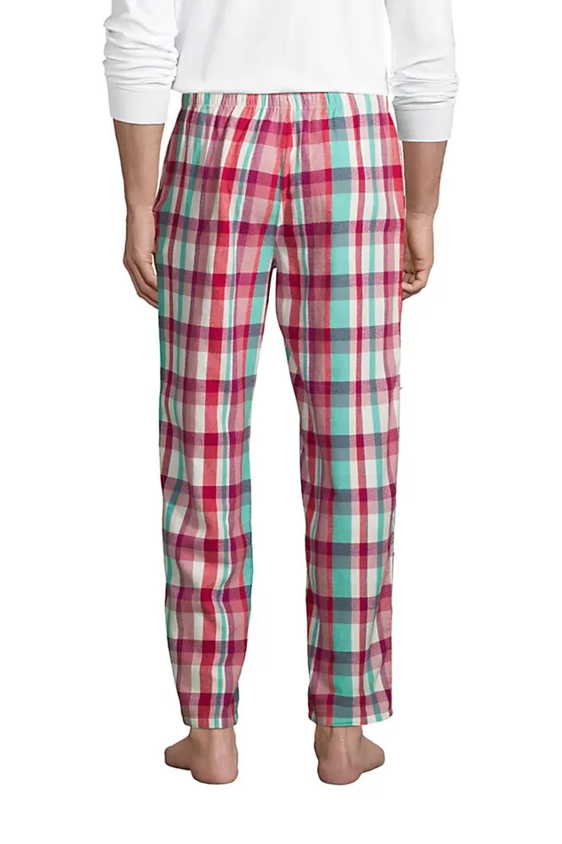 Lands039 End Pajamas and Robes Men Flannel Pajama Pants Mesa Rose Plaid