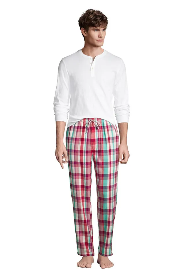 Lands039 End Pajamas and Robes Men Flannel Pajama Pants Mesa Rose Plaid