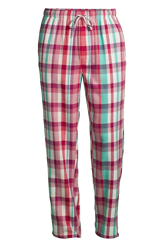 Lands039 End Pajamas and Robes Men Flannel Pajama Pants Mesa Rose Plaid
