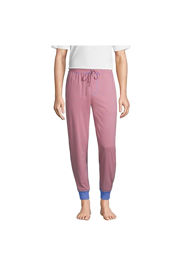Lands039 End Pajamas and Robes Men Knit Jersey Sleep Jogger Papaya Orange