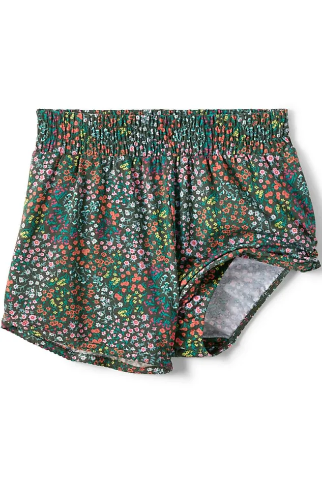 Lands039 End Pajamas and Robes Women Comfort Knit Built In Brief Pajama Shorts Forest Moss Mini Floral