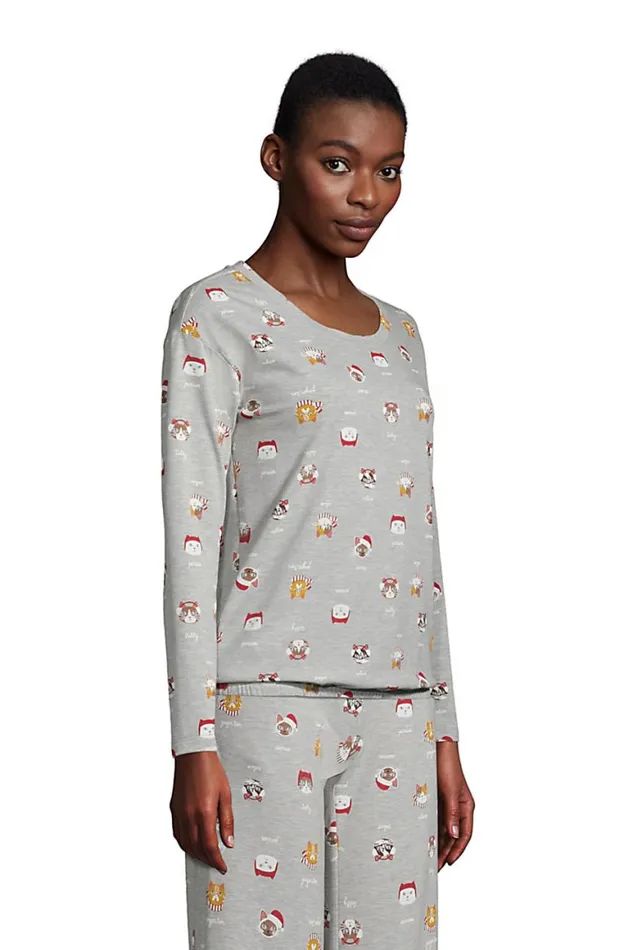 Lands039 End Pajamas and Robes Women Lounge Long Sleeve Pajama Shirt Gray Heather Cats Lands039 End Pajamas and Robes Women Lounge Long Sleeve Pajama Shirt Gray Heather Cats