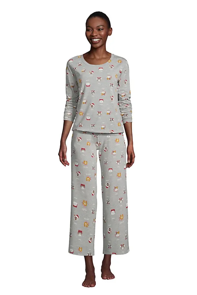 Lands039 End Pajamas and Robes Women Lounge Long Sleeve Pajama Shirt Gray Heather Cats Lands039 End Pajamas and Robes Women Lounge Long Sleeve Pajama Shirt Gray Heather Cats