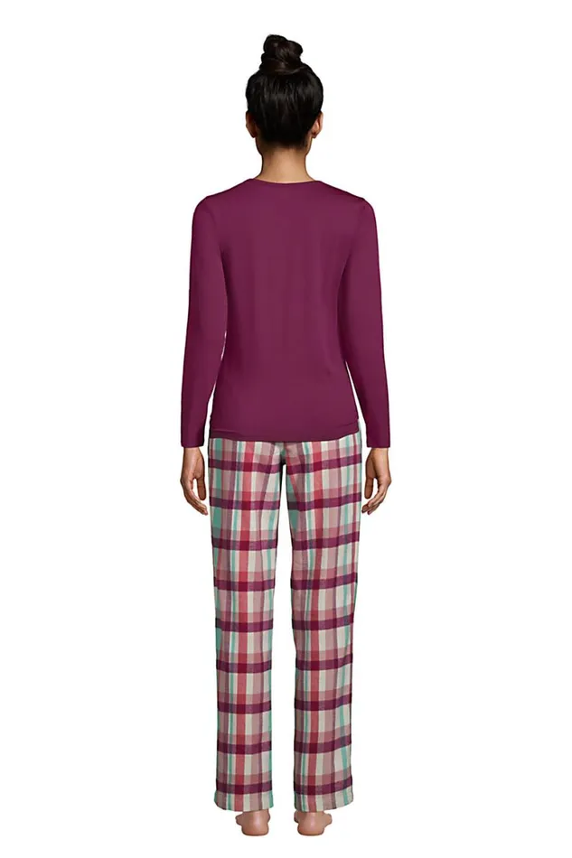 Lands039 End Pajamas and Robes Women Pajama Set Knit Long Sleeve Tshirt And Flannel Pants Mesa Rose Plaid Lands039 End Pajamas and Robes Women Pajama Set Knit Long Sleeve Tshirt And Flannel Pants Mesa Rose Plaid