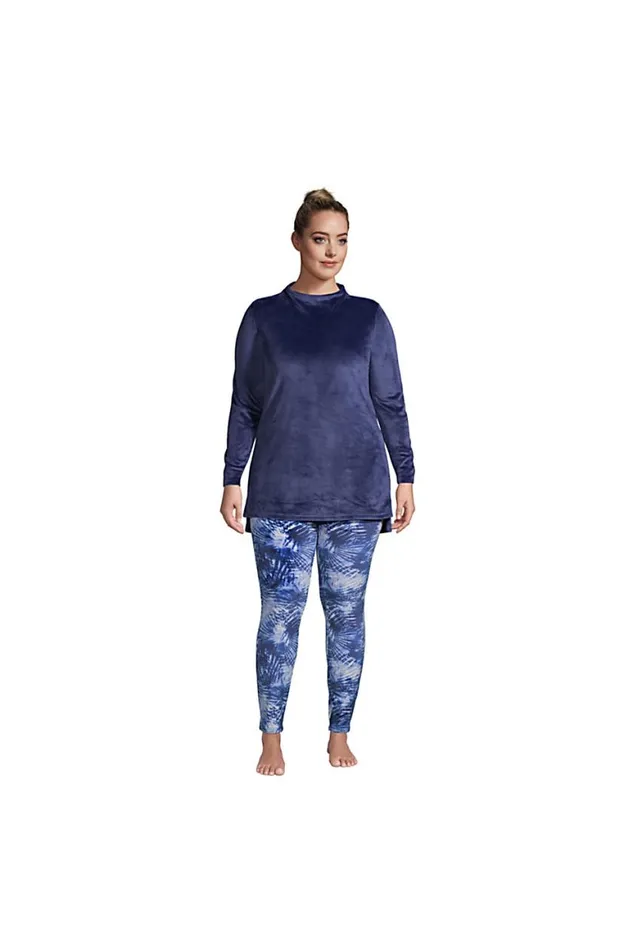 Lands039 End Pajamas and Robes Women Plus Size Cozy Pajama Set Long Sleeve Top And Print Leggings Deep Sea Navy Tie Dye Palm Lands039 End Pajamas and Robes Women Plus Size Cozy Pajama Set Long Sleeve Top And Print Leggings Deep Sea Navy Tie Dye Palm
