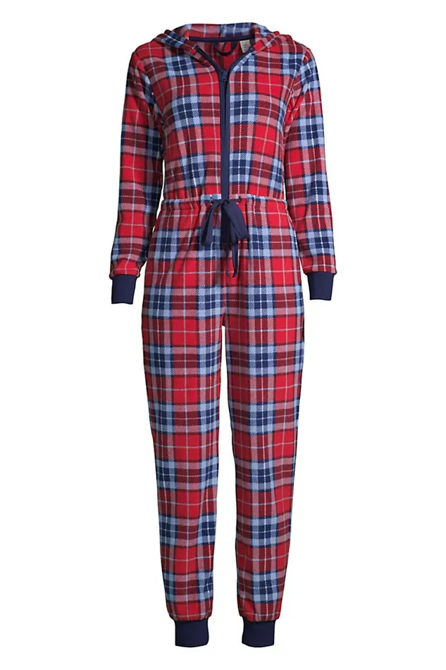 Lands039 End Pajamas and Robes Women Plus Size Fleece Hooded Onepiece Rich Red Multi Plaid Lands039 End Pajamas and Robes Women Plus Size Fleece Hooded Onepiece Rich Red Multi Plaid