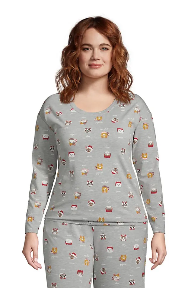 Lands039 End Pajamas and Robes Women Plus Size Lounge Long Sleeve Pajama Shirt Gray Heather Cats Lands039 End Pajamas and Robes Women Plus Size Lounge Long Sleeve Pajama Shirt Gray Heather Cats