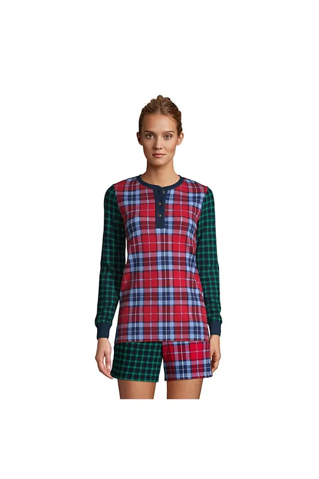 Lands039 End Pajamas and Robes Women Waffle Henley Sleep Shirt Holiday Print Mix Lands039 End Pajamas and Robes Women Waffle Henley Sleep Shirt Holiday Print Mix