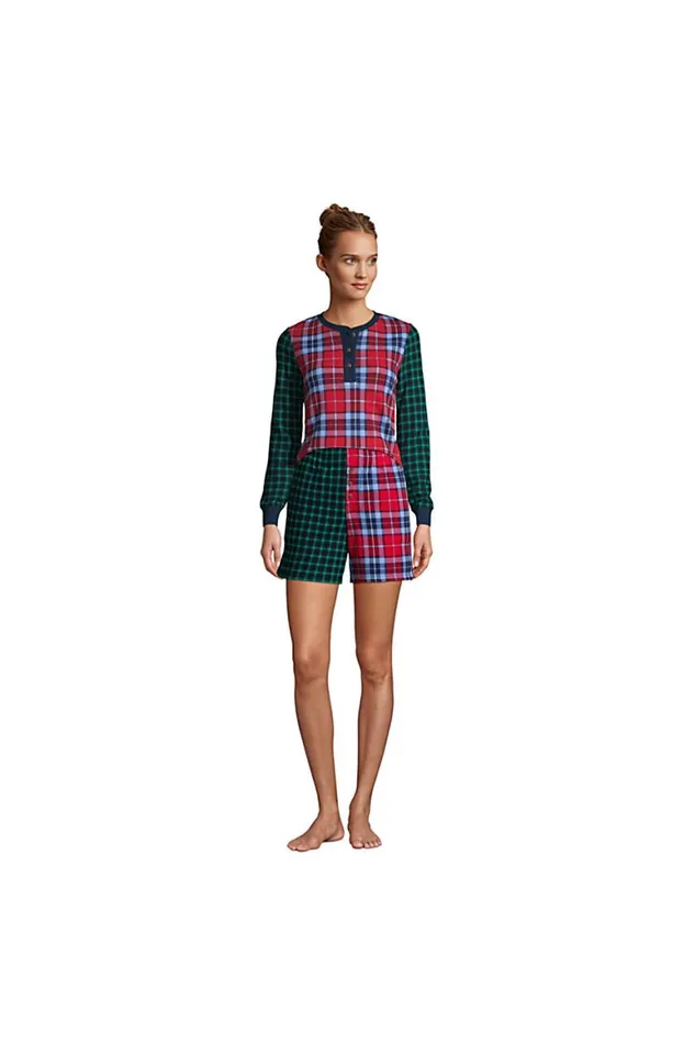 Lands039 End Pajamas and Robes Women Waffle Henley Sleep Shirt Holiday Print Mix Lands039 End Pajamas and Robes Women Waffle Henley Sleep Shirt Holiday Print Mix