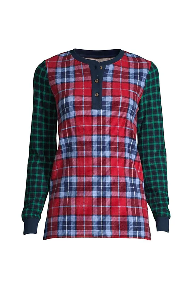 Lands039 End Pajamas and Robes Women Waffle Henley Sleep Shirt Holiday Print Mix Lands039 End Pajamas and Robes Women Waffle Henley Sleep Shirt Holiday Print Mix