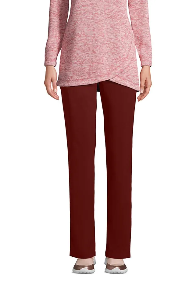 Lands039 End Pants Women High Rise Everyday Active Straight Pants Rust Red