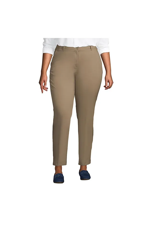 Lands039 End Pants Women Plus Size Slim Leg Chino Pants Khaki