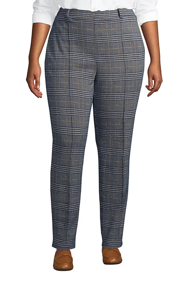 Lands039 End Pants Women Plus Size Sport Knit High Rise Elastic Waist Pull On Tapered Trouser Pants Light Pecan Glen Plaid Lands039 End Pants Women Plus Size Sport Knit High Rise Elastic Waist Pull On Tapered Trouser Pants Light Pecan Glen Plaid