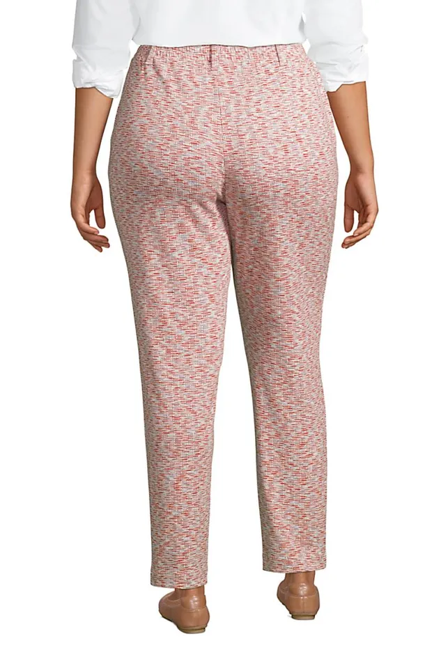 Lands039 End Pants Women Plus Size Sport Knit High Rise Elastic Waist Pull On Tapered Trouser Pants Light Pecan Glen Plaid Lands039 End Pants Women Plus Size Sport Knit High Rise Elastic Waist Pull On Tapered Trouser Pants Light Pecan Glen Plaid