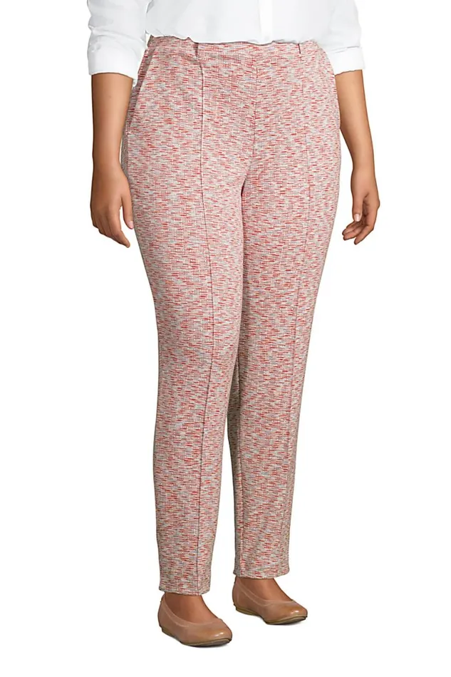 Lands039 End Pants Women Plus Size Sport Knit High Rise Elastic Waist Pull On Tapered Trouser Pants Light Pecan Glen Plaid Lands039 End Pants Women Plus Size Sport Knit High Rise Elastic Waist Pull On Tapered Trouser Pants Light Pecan Glen Plaid