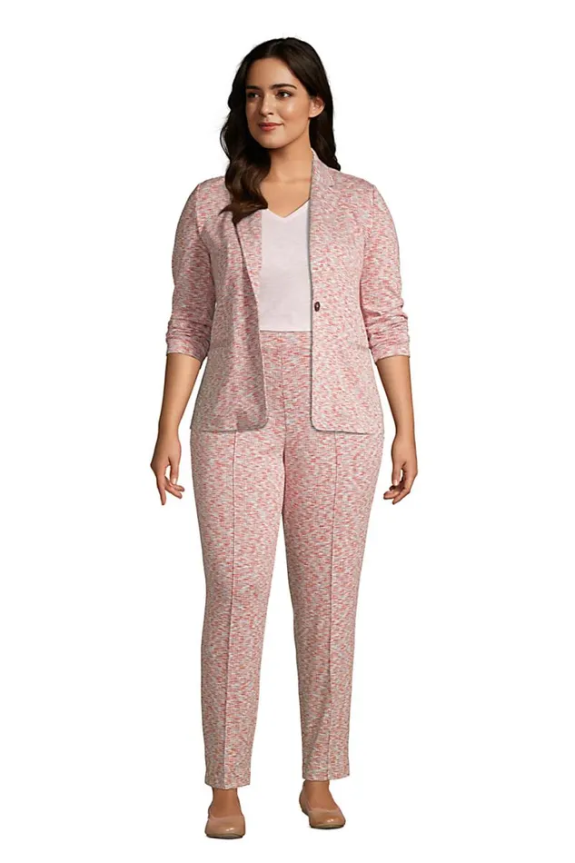 Lands039 End Pants Women Plus Size Sport Knit High Rise Elastic Waist Pull On Tapered Trouser Pants Light Pecan Glen Plaid Lands039 End Pants Women Plus Size Sport Knit High Rise Elastic Waist Pull On Tapered Trouser Pants Light Pecan Glen Plaid