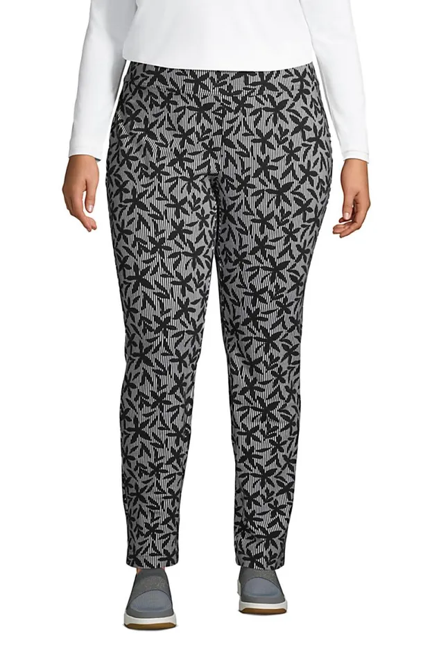 Lands039 End Pants Women Plus Size Starfish Mid Rise Slim Leg Pants Black Stripe Floral Lands039 End Pants Women Plus Size Starfish Mid Rise Slim Leg Pants Black Stripe Floral