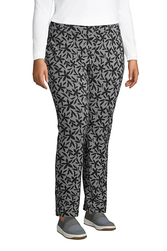 Lands039 End Pants Women Plus Size Starfish Mid Rise Slim Leg Pants Black Stripe Floral Lands039 End Pants Women Plus Size Starfish Mid Rise Slim Leg Pants Black Stripe Floral