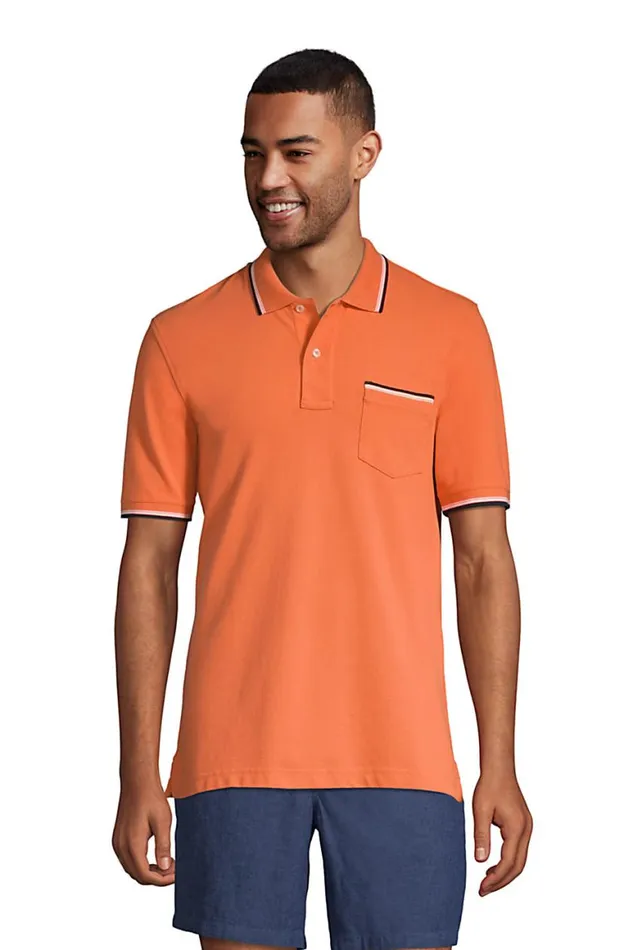 Lands039 End Polo Shirts Men Short Sleeve Comfortfirst Mesh Polo Shirt With Pocket Papaya Orange Lands039 End Polo Shirts Men Short Sleeve Comfortfirst Mesh Polo Shirt With Pocket Papaya Orange