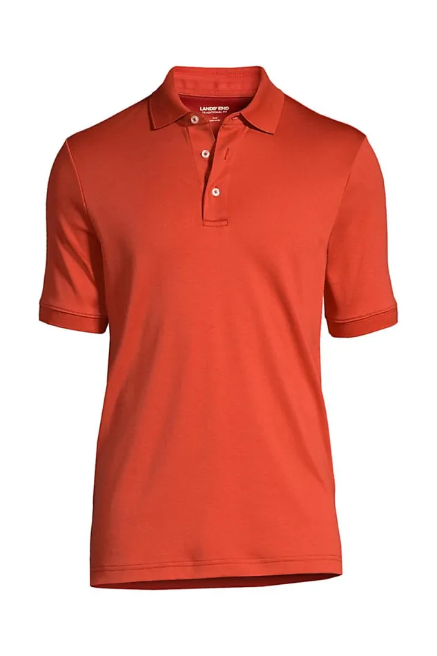 Lands039 End Polo Shirts Men Short Sleeve Super Soft Supima Polo Shirt Orange Clay