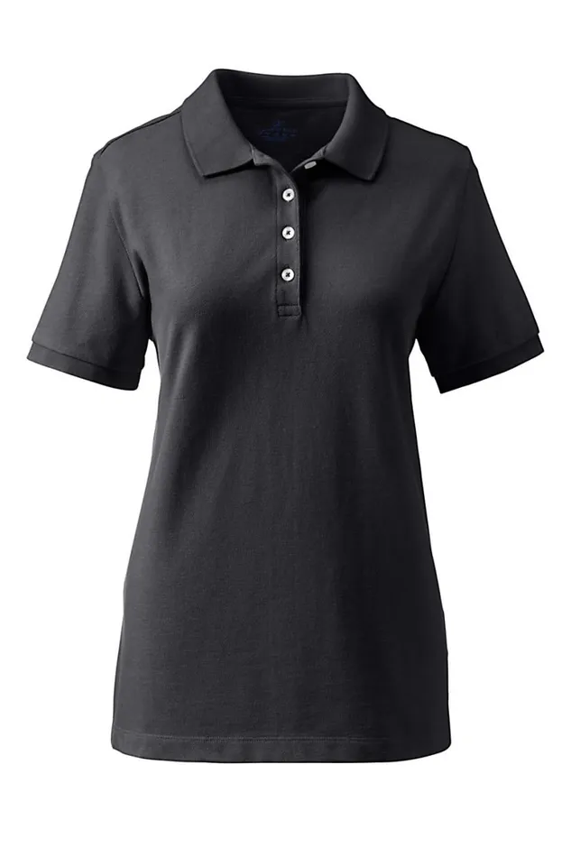 Lands039 End Polo Shirts Women Banded Short Sleeve Fem Fit Mesh Polo Black Lands039 End Polo Shirts Women Banded Short Sleeve Fem Fit Mesh Polo Black