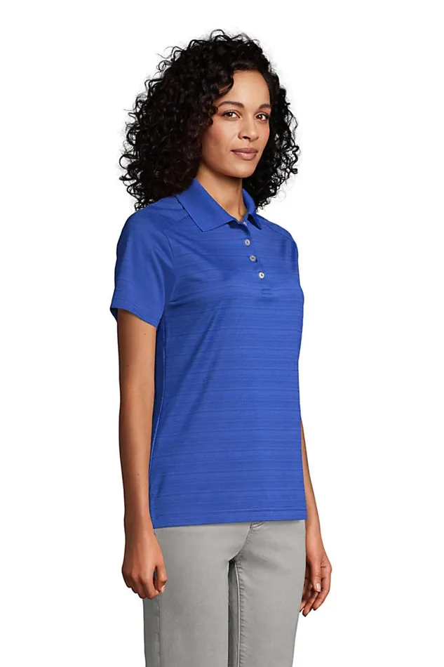 Lands039 End Polo Shirts Women Rapid Dry Tonal Stripe Polo Shirt Black Lands039 End Polo Shirts Women Rapid Dry Tonal Stripe Polo Shirt Black