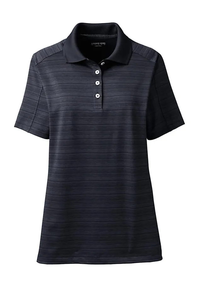 Lands039 End Polo Shirts Women Rapid Dry Tonal Stripe Polo Shirt Black Lands039 End Polo Shirts Women Rapid Dry Tonal Stripe Polo Shirt Black