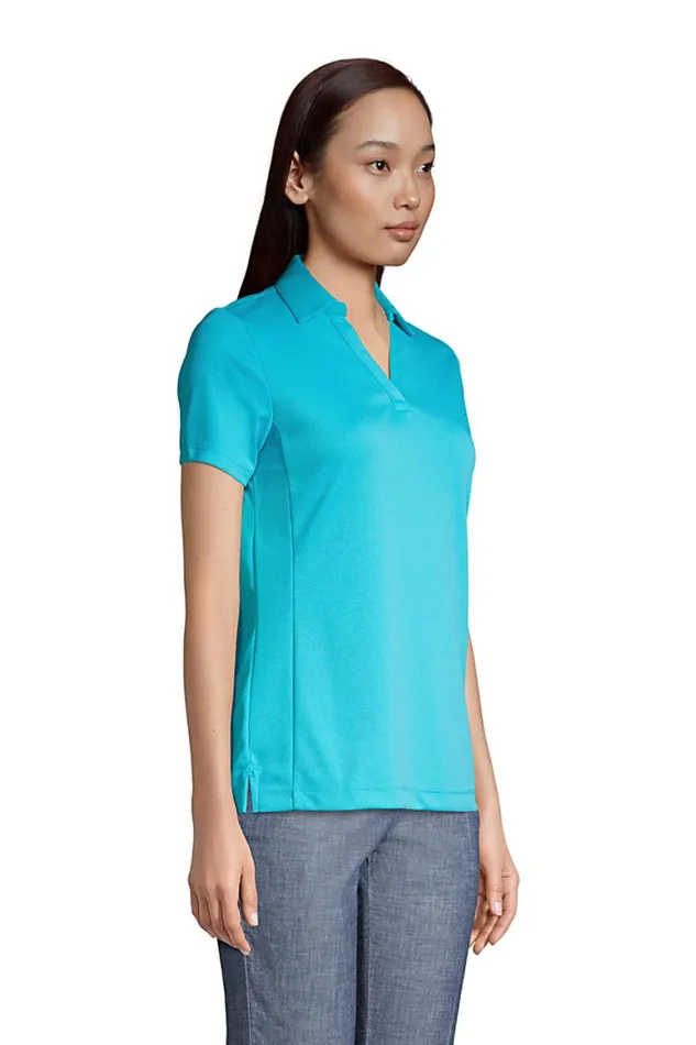 Lands039 End Polo Shirts Women Short Sleeve Active Mesh Johnny Collar Polo Brilliant Turquoise Lands039 End Polo Shirts Women Short Sleeve Active Mesh Johnny Collar Polo Brilliant Turquoise