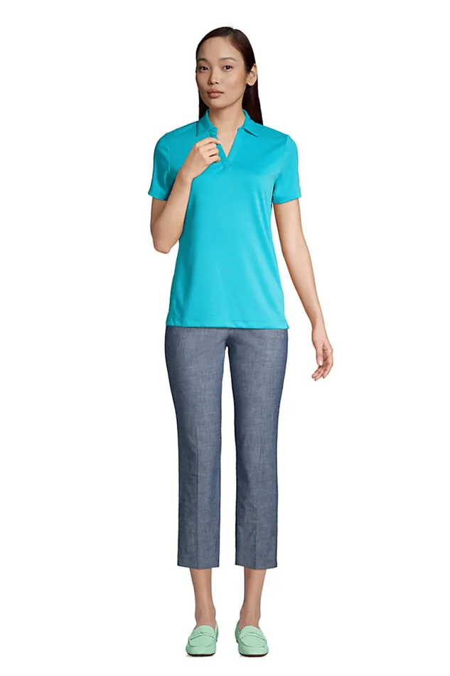 Lands039 End Polo Shirts Women Short Sleeve Active Mesh Johnny Collar Polo Brilliant Turquoise Lands039 End Polo Shirts Women Short Sleeve Active Mesh Johnny Collar Polo Brilliant Turquoise