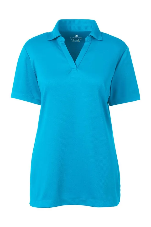 Lands039 End Polo Shirts Women Short Sleeve Active Mesh Johnny Collar Polo Brilliant Turquoise Lands039 End Polo Shirts Women Short Sleeve Active Mesh Johnny Collar Polo Brilliant Turquoise