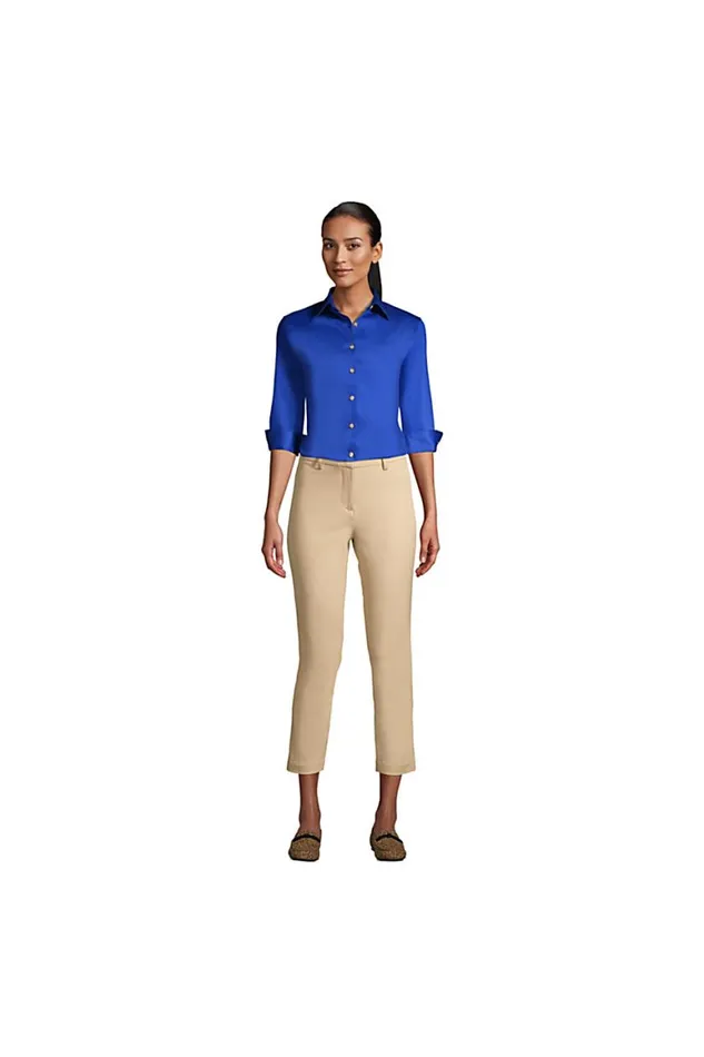 Lands039 End Shirts and Blouses Women 34 Sleeve Performance Twill Shirt Dark Cobalt Blue Lands039 End Shirts and Blouses Women 34 Sleeve Performance Twill Shirt Dark Cobalt Blue