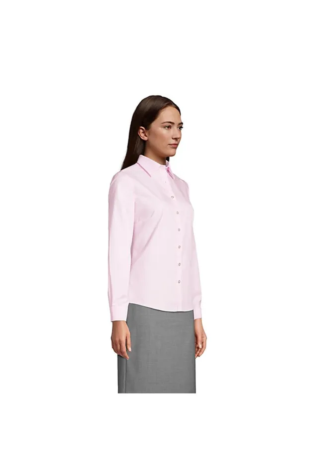 Lands039 End Shirts and Blouses Women Long Sleeve No Iron Pinpoint Shirt Blue Lands039 End Shirts and Blouses Women Long Sleeve No Iron Pinpoint Shirt Blue