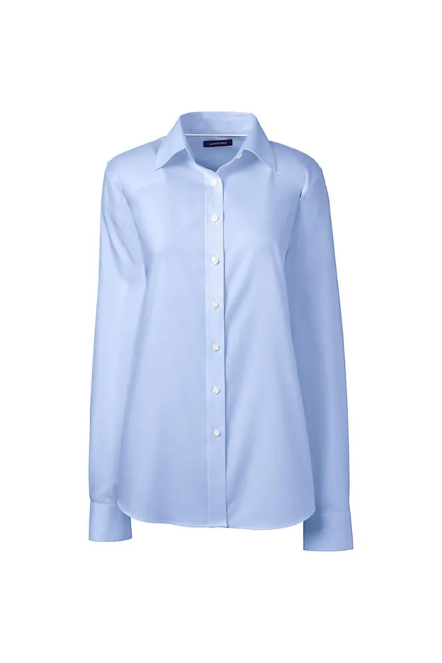 Lands039 End Shirts and Blouses Women Long Sleeve No Iron Pinpoint Shirt Blue Lands039 End Shirts and Blouses Women Long Sleeve No Iron Pinpoint Shirt Blue