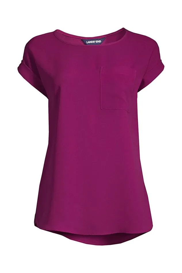 Lands039 End Shirts and Blouses Women Petite Short Sleeve Pocket Tee Crepe Blouse Persian Plum Lands039 End Shirts and Blouses Women Petite Short Sleeve Pocket Tee Crepe Blouse Persian Plum