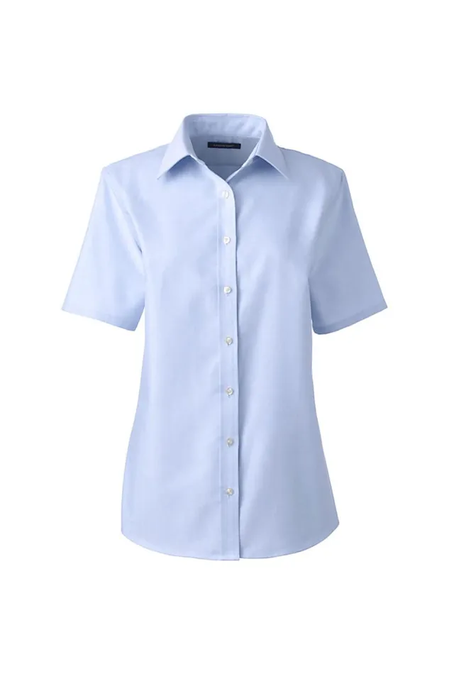 Lands039 End Shirts and Blouses Women Plus Size Short Sleeve Oxford Shirt Blue Lands039 End Shirts and Blouses Women Plus Size Short Sleeve Oxford Shirt Blue